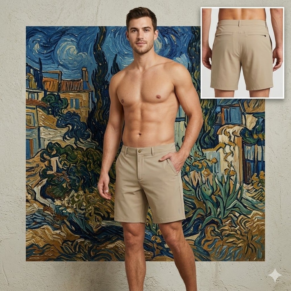 Balance Collection Mens Dune Technical Performance Shorts XL BC008956 Tan NWT